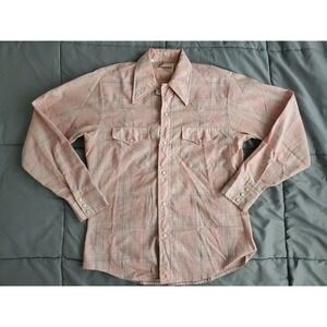 Vintage 80s Rappers Checkered Plaid Double Pocket Button Shirt M Pearls Snap USA